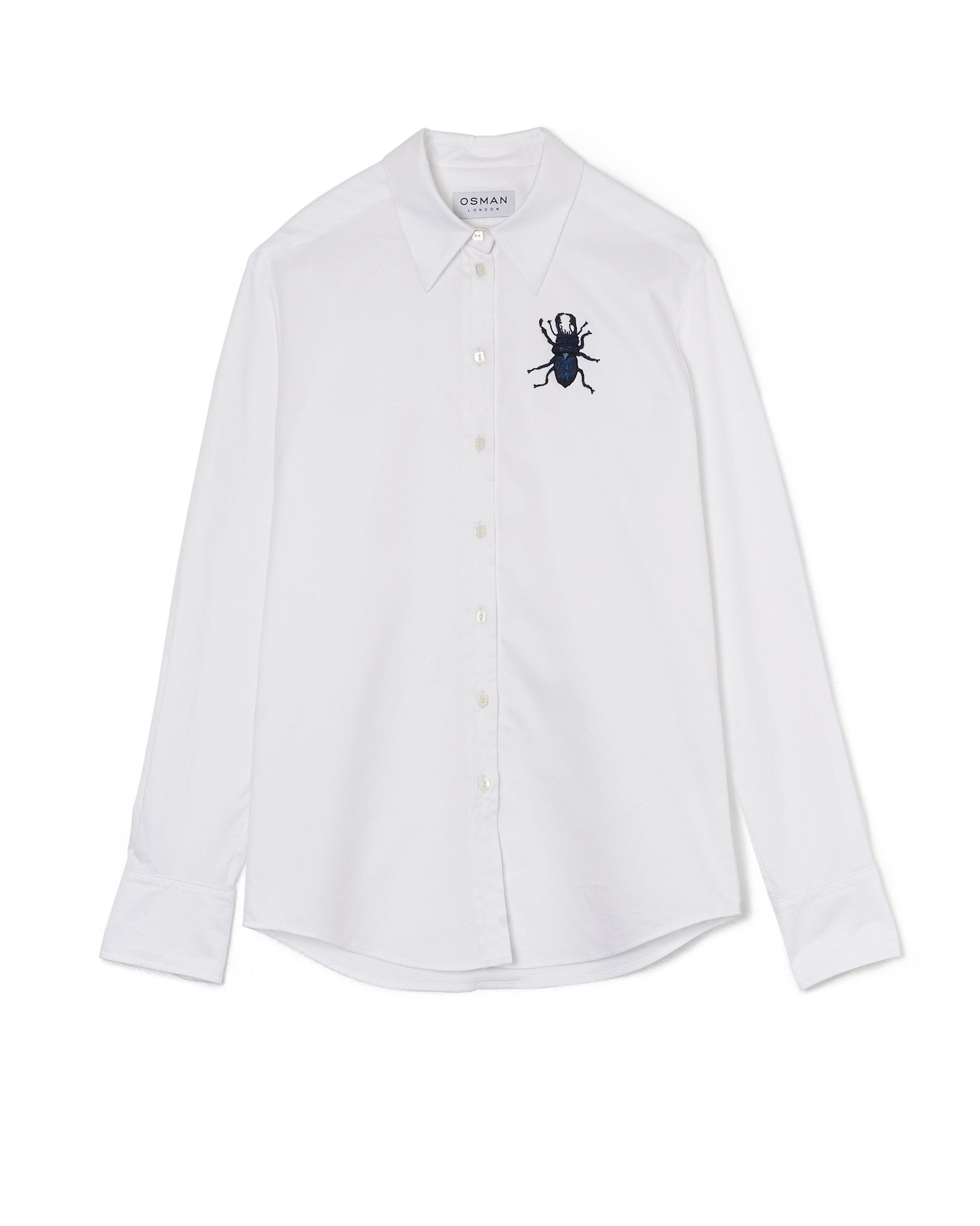 Devon Emb Mans Shirt White (Blue Bug)