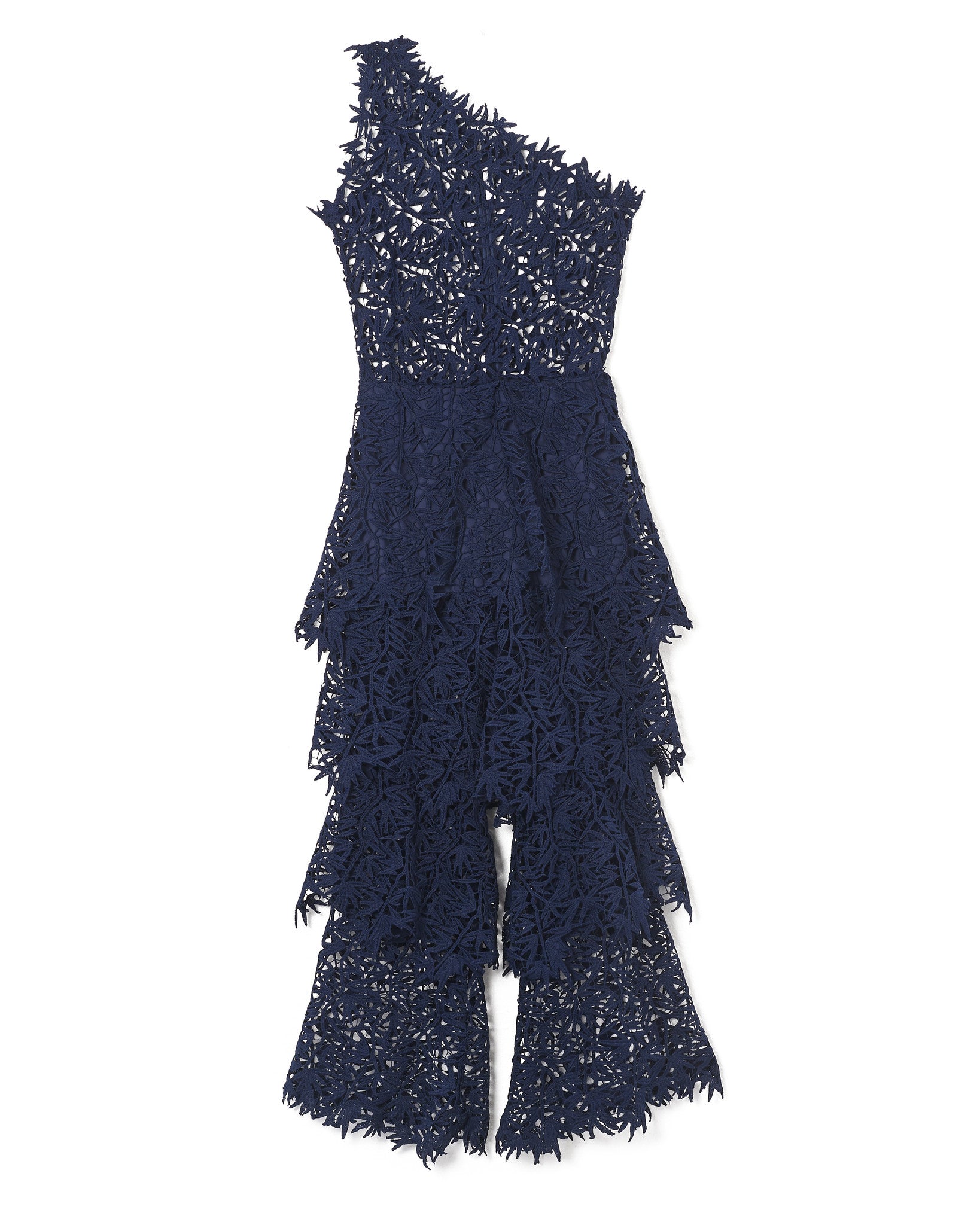 Gloria One Shoulder Jumpsuit Navy Lace