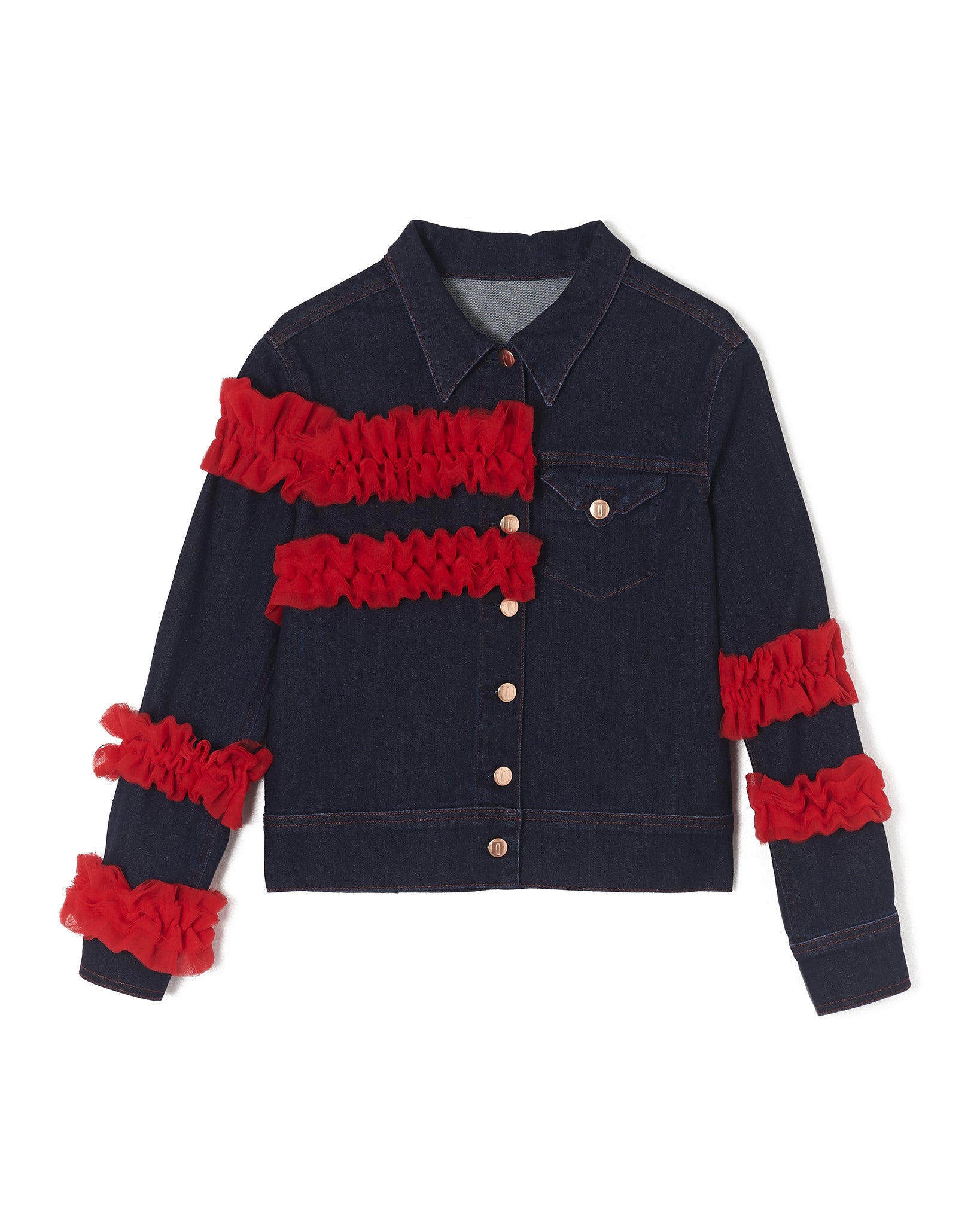 Leigh Jean Jacket Deep Blue Denim / Red