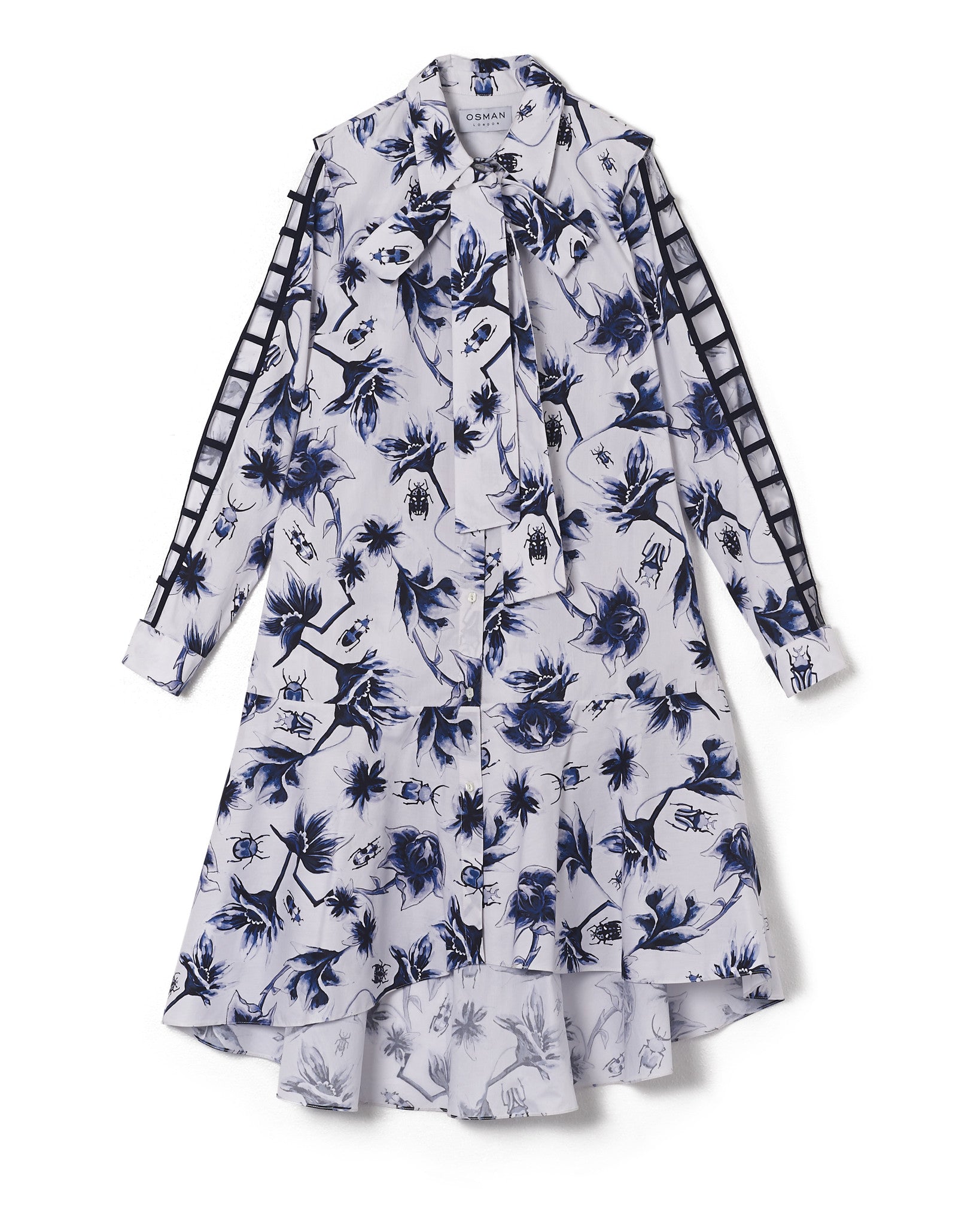 Suzie Shirt Dress White Floral Bug Print