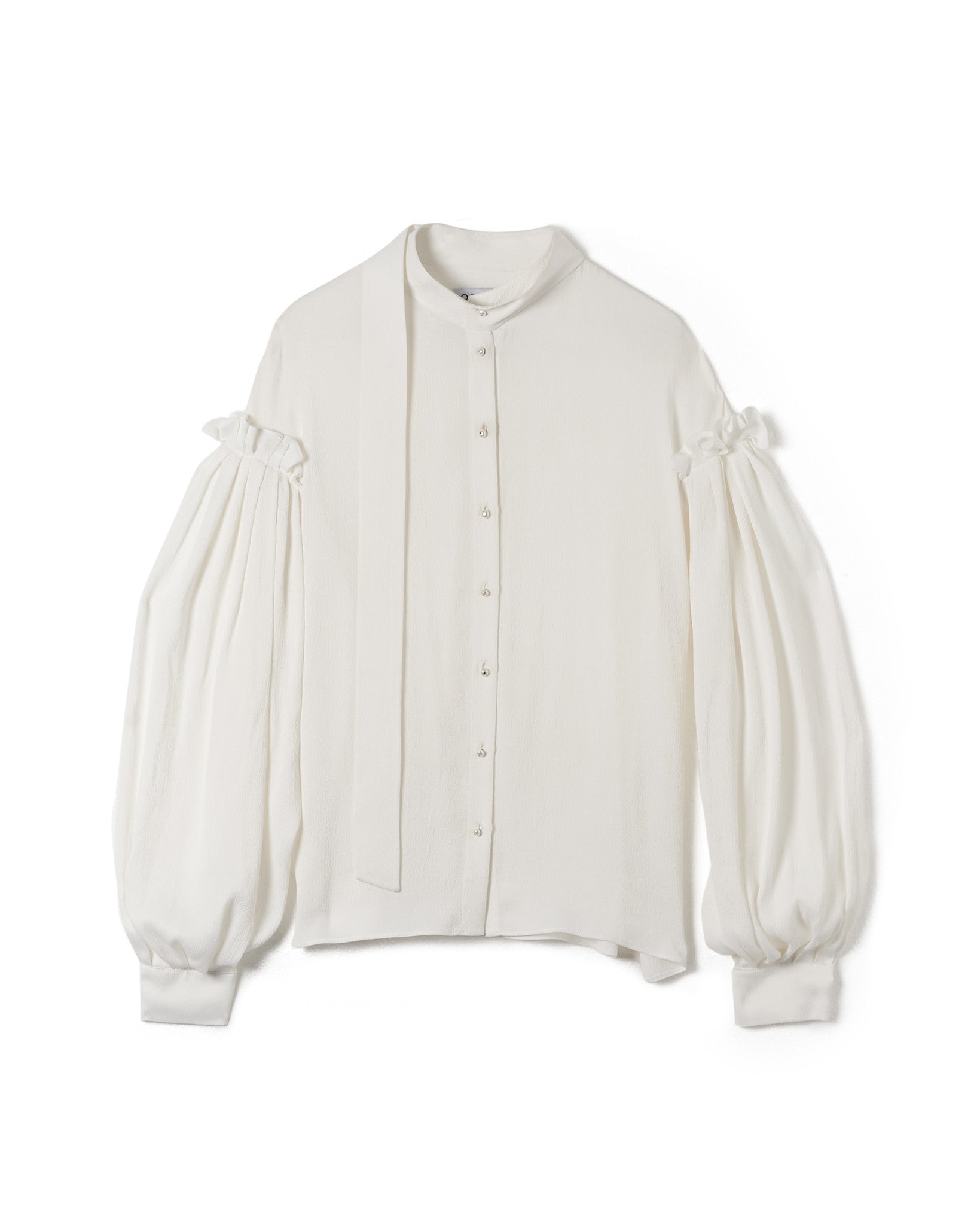 Tia Tie Collar Blouse Ivory